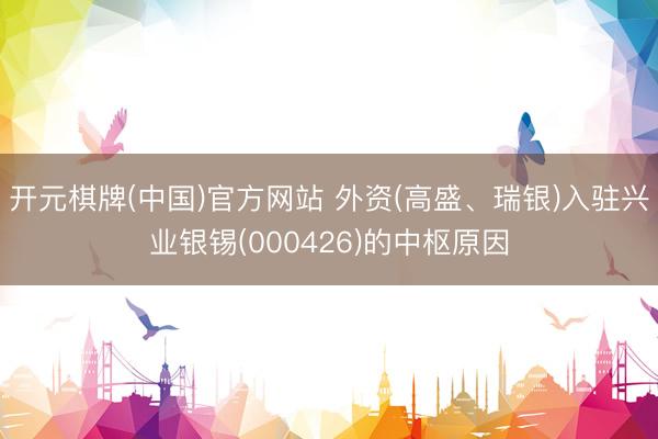 开元棋牌(中国)官方网站 外资(高盛、瑞银)入驻兴业银锡(000426)的中枢原因