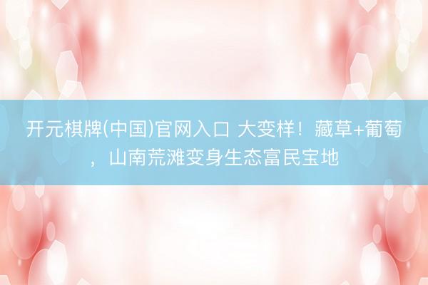 开元棋牌(中国)官网入口 大变样!藏草+葡萄,山南荒滩变身生态富民宝地