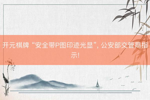 开元棋牌 “安全带P图印迹光显”, 公安部交管局指示!