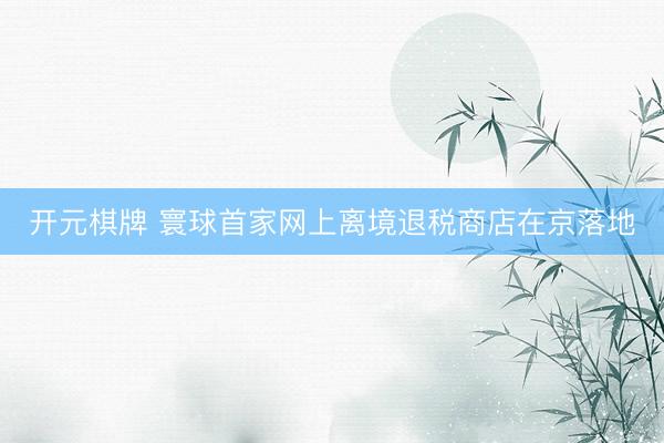开元棋牌 寰球首家网上离境退税商店在京落地