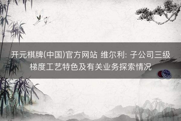 开元棋牌(中国)官方网站 维尔利: 子公司三级梯度工艺特色及有关业务探索情况
