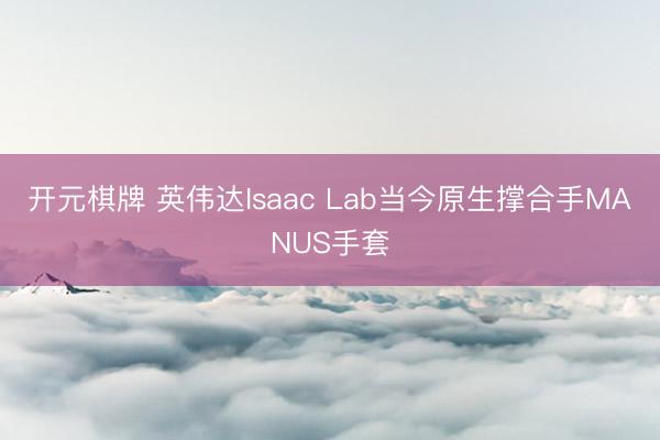 开元棋牌 英伟达Isaac Lab当今原生撑合手MANUS手套